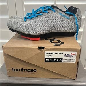 Tommaso Pista Aria Knit Cycling Shoes - Gray and Blue